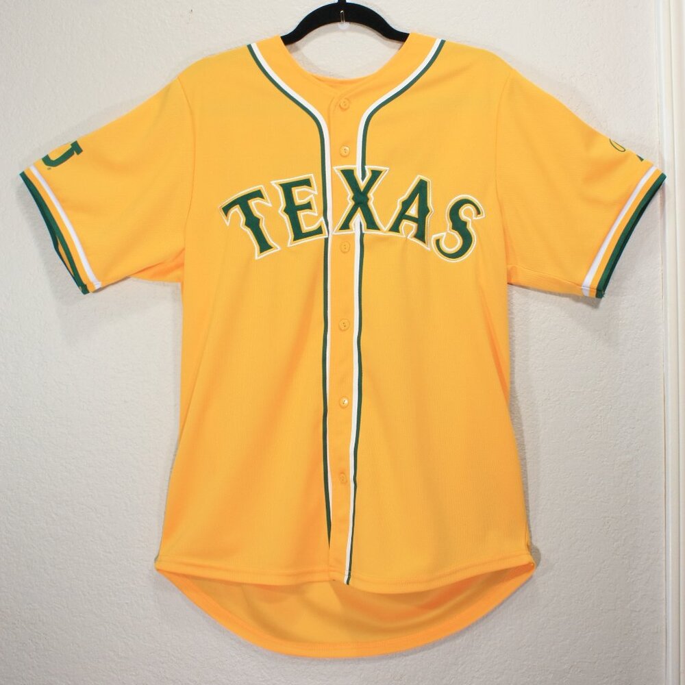 Texas Rangers Baylor University Button Down Baseball Jersey - Adult Medium